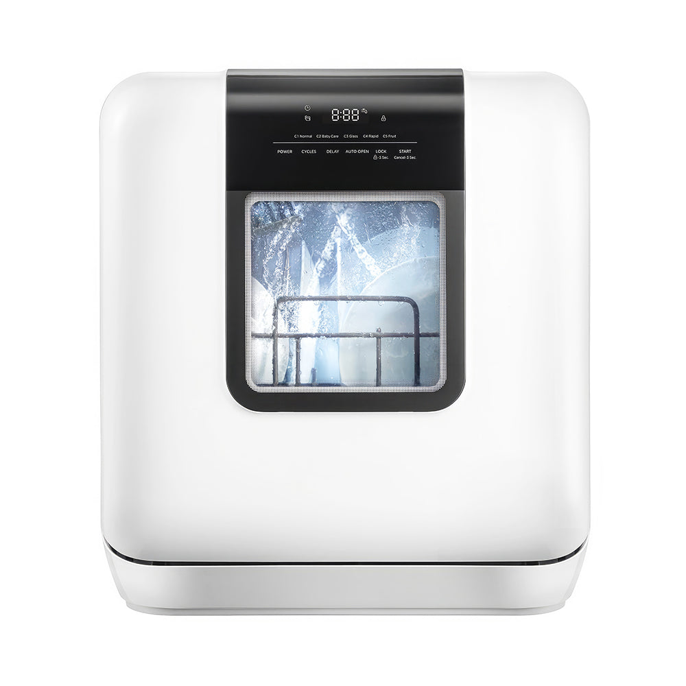 Portable Countertop Dishwasher, 6L Built-in Tank, Auto Door & Dual Drying