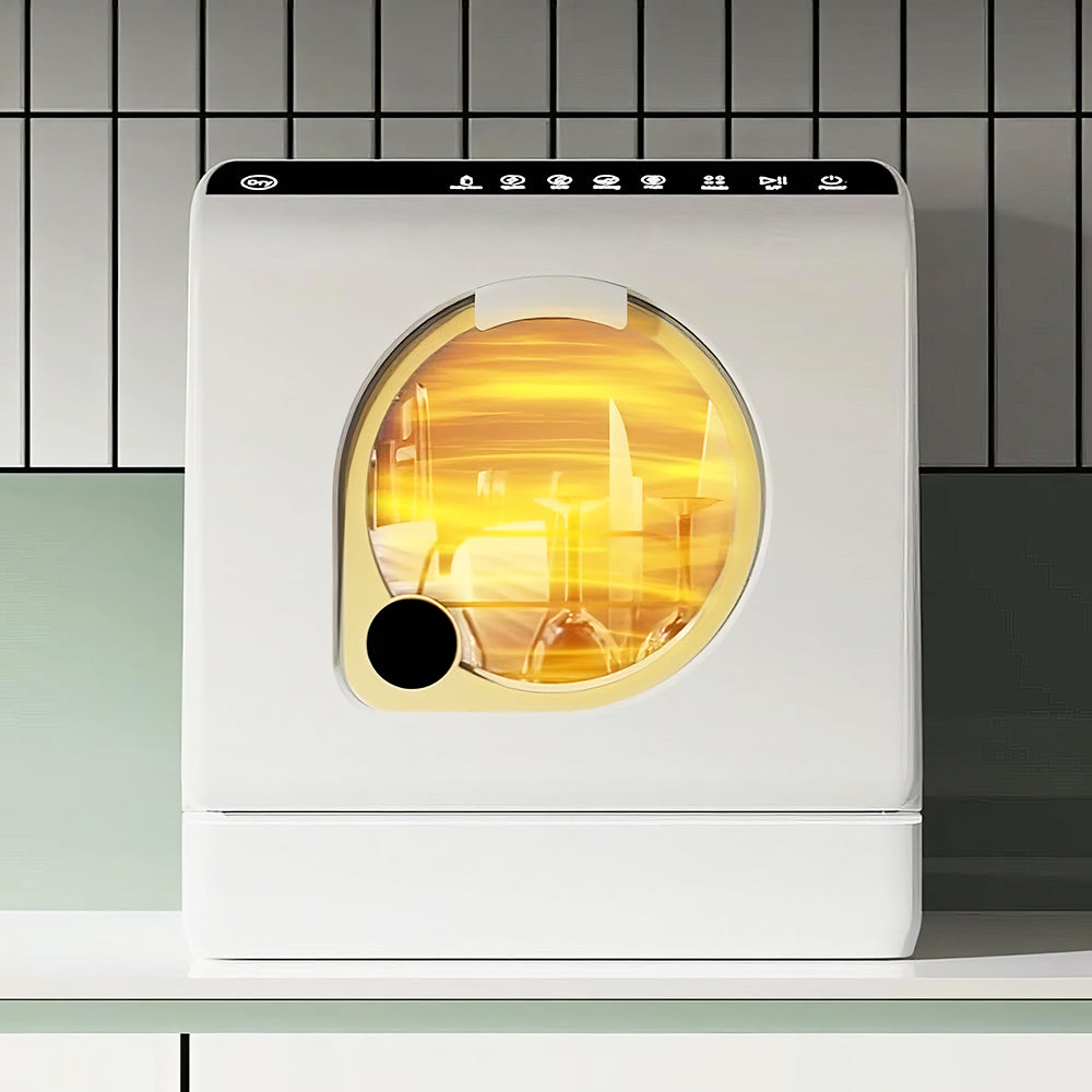 Portable Countertop Dishwasher with Water Tank, 5 Wash Programs, Tap Hookup