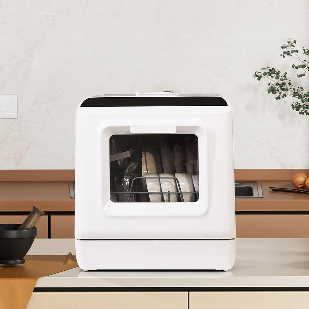 Portable Countertop Dishwasher with Water Tank, 5 Wash Programs, Tap Hookup