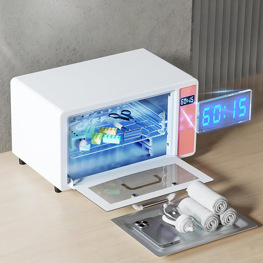 6L UV Light Nail Tool Cleaner Cabinet with Dry Heat, 110V 160W White